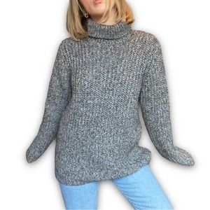 Asos Chunky Knit Charcoal Pullover Turtle Neck Sweater